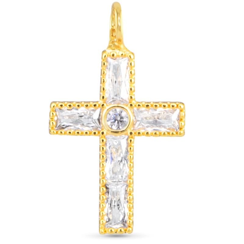 Cross CZ Charm Gold